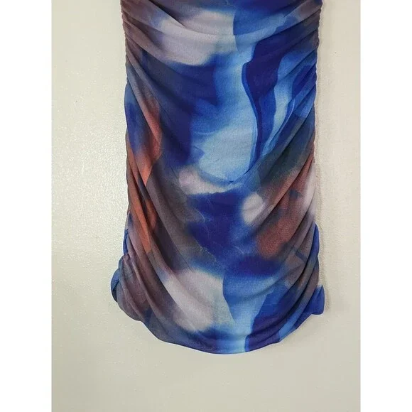 Princess Polly Micah Strapless Mini Dress Bodycon Blue Multicolor Size 10 - Picture 5 of 11